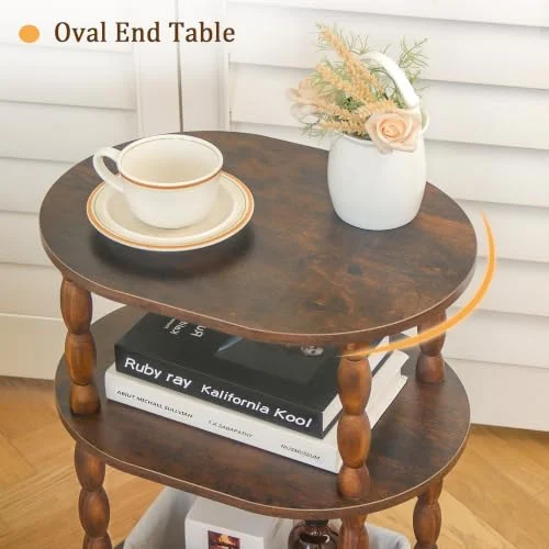 3-Tier Oval Side Table for Rustic Living Room Decor results