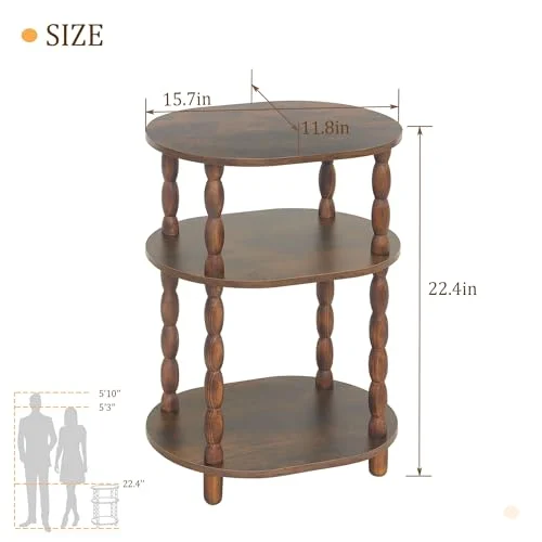 3-Tier Oval Side Table for Rustic Living Room Decor showcase