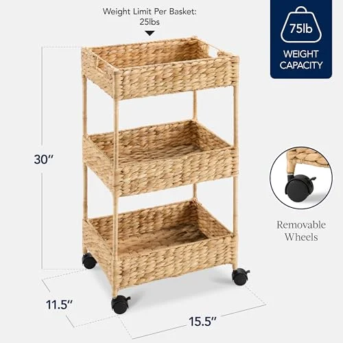 3-Tier Rolling Nursery Caddy for Organized Storage Solutions detail