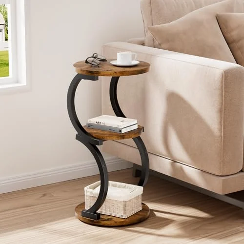 3-Tier Round End Table with Vintage Design for Cozy Bedrooms detail