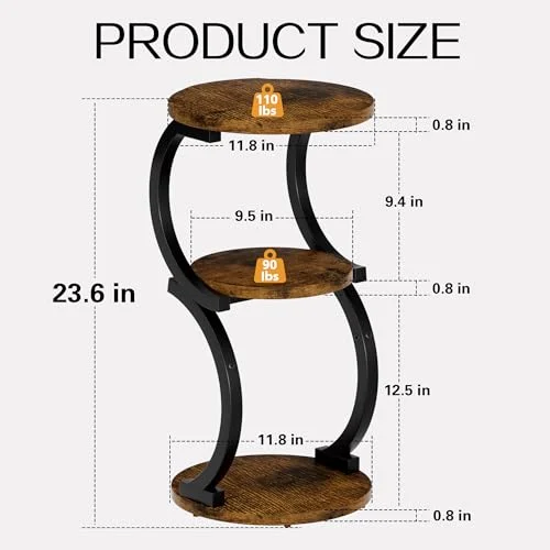3-Tier Round End Table with Vintage Design for Cozy Bedrooms showcase