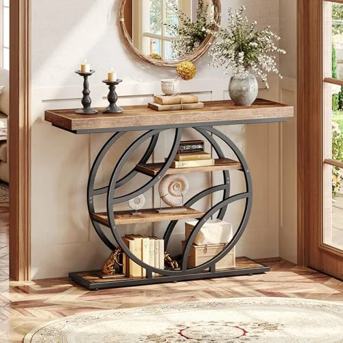 41.3-Inch Console Table with Curved Metal Frame for Hallways detail