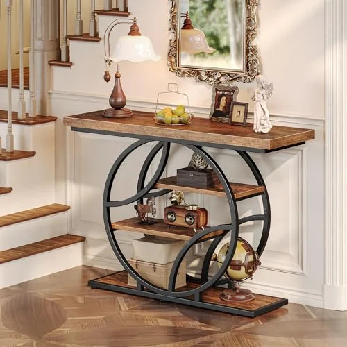41.3-Inch Console Table with Curved Metal Frame for Hallways showcase