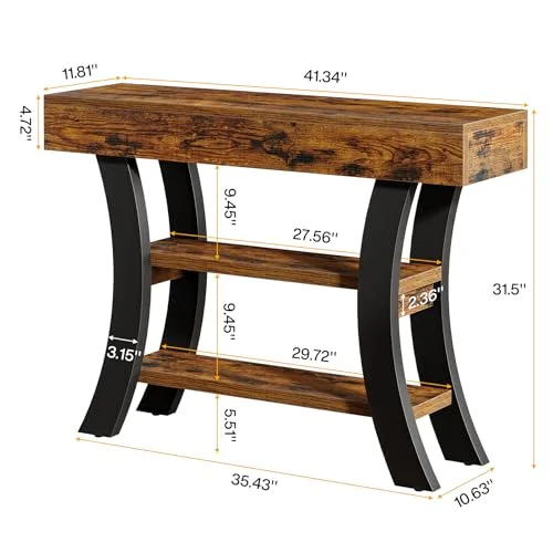 41-Inch Small Console Table with Curved Frame and Storage detail
