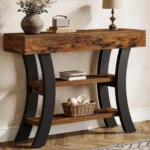 41-Inch Small Console Table with Curved Frame and Storage