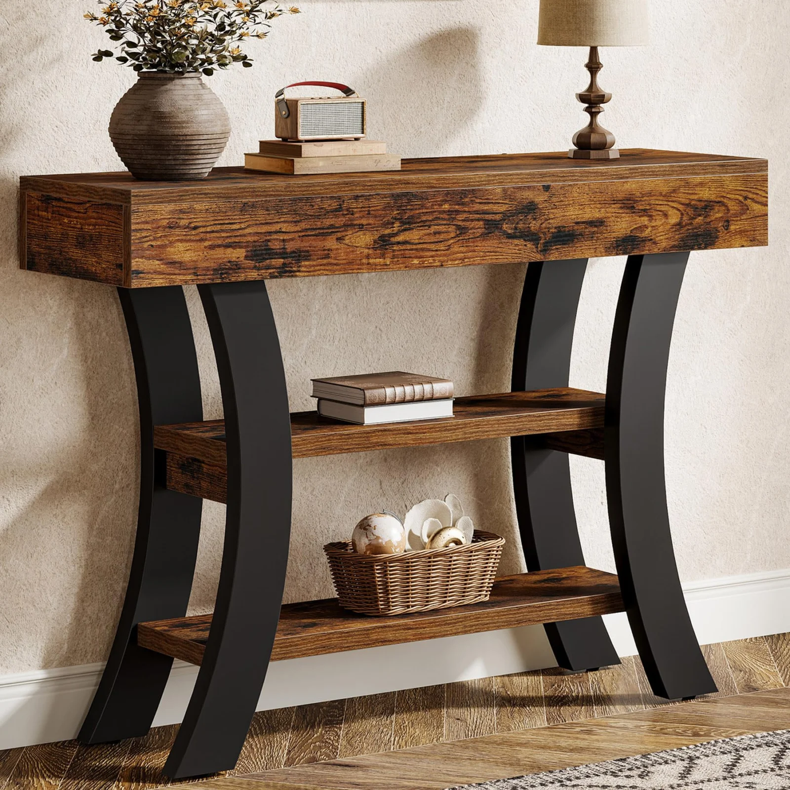 41-Inch Small Console Table with Curved Frame and Storage review