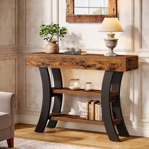 41-Inch Small Console Table with Curved Frame and Storage showcase