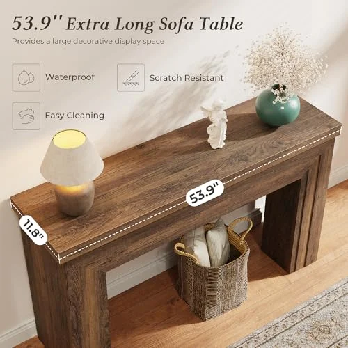 54-Inch Rectangular Console Table for Farmhouse Living Rooms unboxing