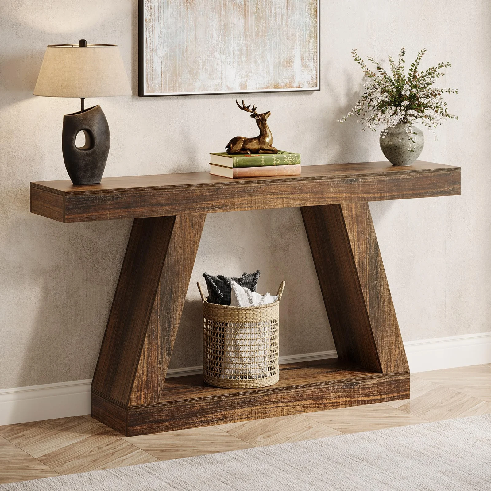 55-Inch Rustic Console Table with Storage for Entryways review
