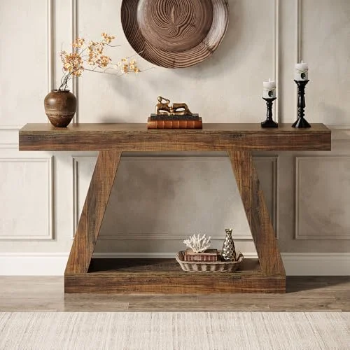 55-Inch Rustic Console Table with Storage for Entryways showcase