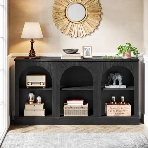 63-Inch Black Console Table with Arched Design for Entryways results