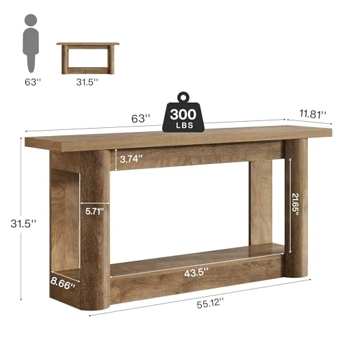 63-Inch Farmhouse Console Table with 2-Tier Storage Design results