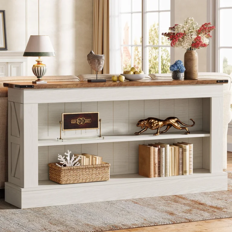63-Inch Farmhouse Console Table with 3-Tier Storage review
