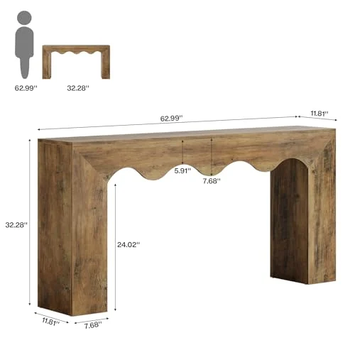 63-Inch Farmhouse Console Table with Storage for Living Room detail