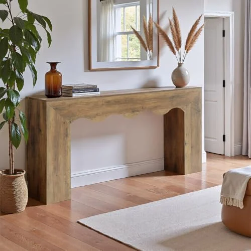 63-Inch Farmhouse Console Table with Storage for Living Room features