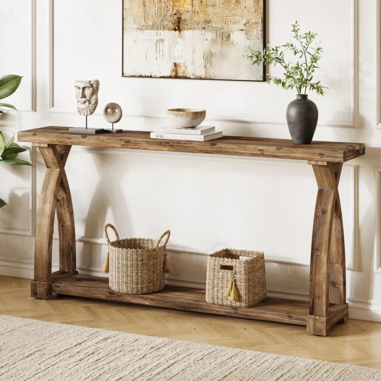 63-Inch Narrow Farmhouse Couch Table with 2-Tier Storage review