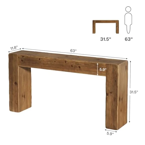63-Inch Solid Wood Console Table for Easy Assembly detail