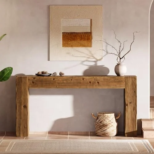 63-Inch Solid Wood Console Table for Easy Assembly features