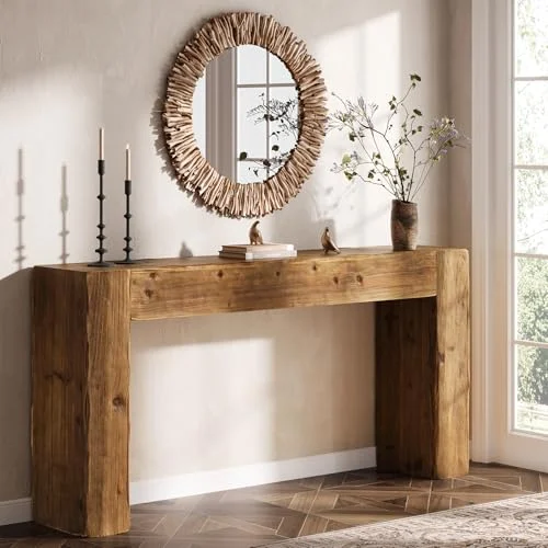 63-Inch Solid Wood Console Table for Easy Assembly showcase