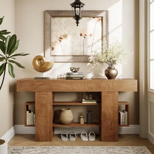 63-Inch Wooden Console Table for Farmhouse Entryways features
