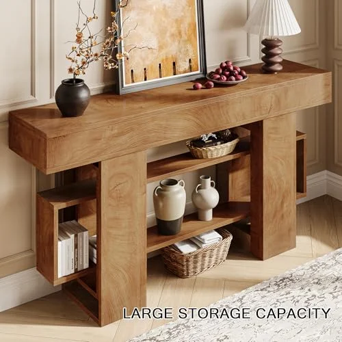 63-Inch Wooden Console Table for Farmhouse Entryways unboxing