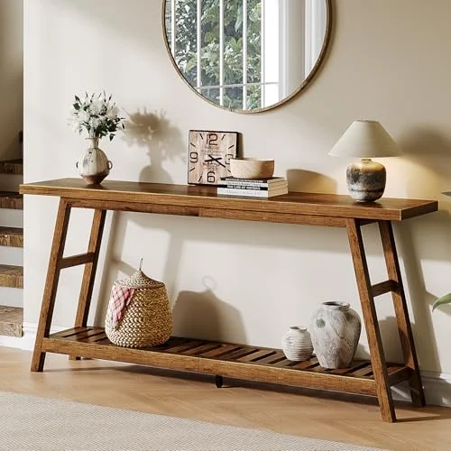 70.9-Inch Console Table with 2-Tier Design for Living Rooms showcase