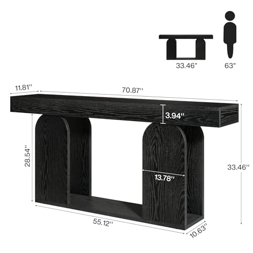 70.9-Inch Extra Long Console Table with Wood Frame and Storage detail