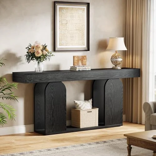 70.9-Inch Extra Long Console Table with Wood Frame and Storage showcase