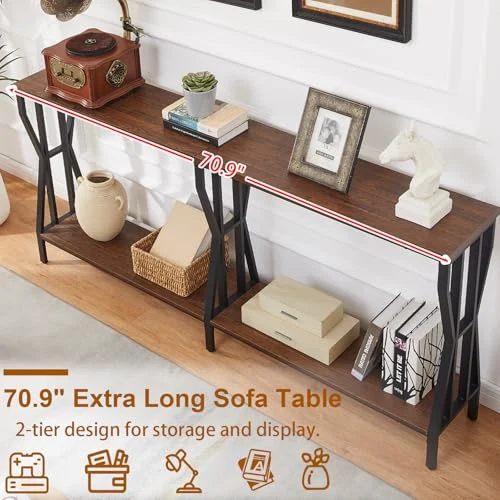 70.9-Inch Extra Long Sofa Table with Industrial Style features