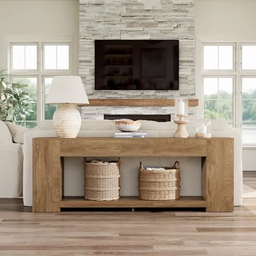86-Inch Extra Long Console Table with 2-Tier Storage features