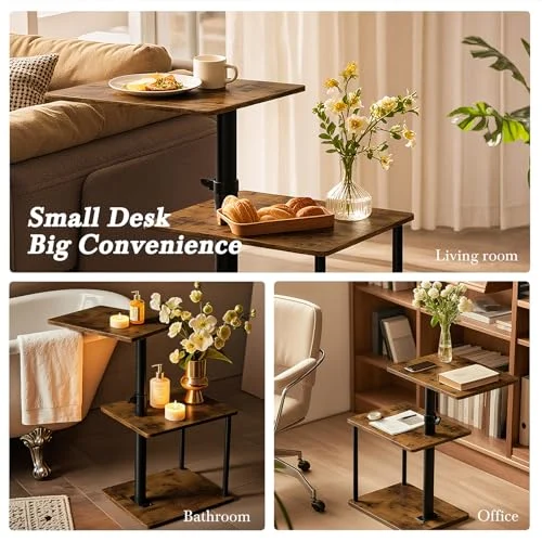Adjustable C-Shaped Swivel Side Table with Storage for Living Room results