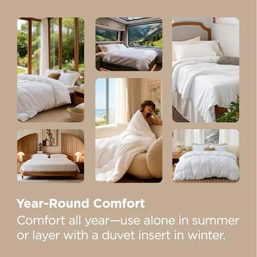 Bedsure White Duvet Cover Set – Soft Double Brushed Bedding with Zipper features