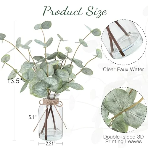 Bessol Artificial Eucalyptus Stems – Faux Greenery for Home Decor showcase