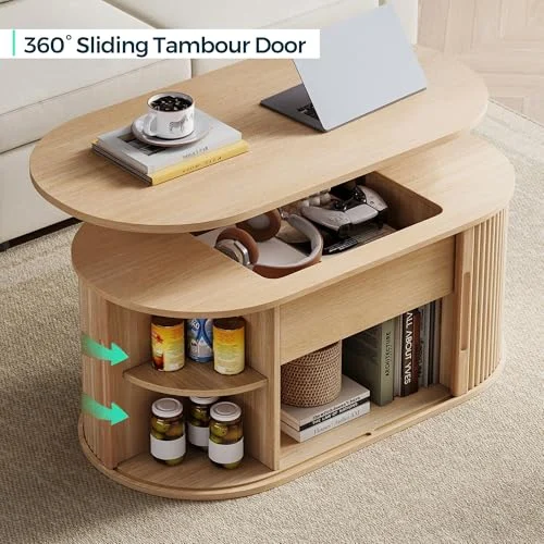 Boho Lift Top Coffee Table with Storage for Small Living Spaces features