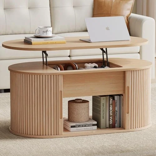 Boho Lift Top Coffee Table with Storage for Small Living Spaces showcase