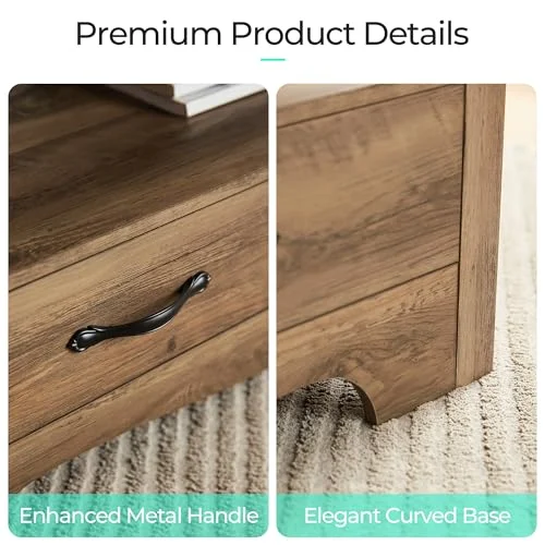 Chic Farmhouse Coffee Table with Storage Drawers for Living Room results