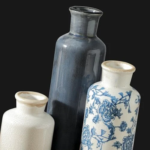 Chinoiserie Ceramic Vases Set for Rustic Farmhouse Decor features