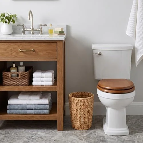 Coeusy Wicker Trash Can – Compact Water Hyacinth Waste Basket detail