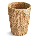 Coeusy Wicker Trash Can – Compact Water Hyacinth Waste Basket