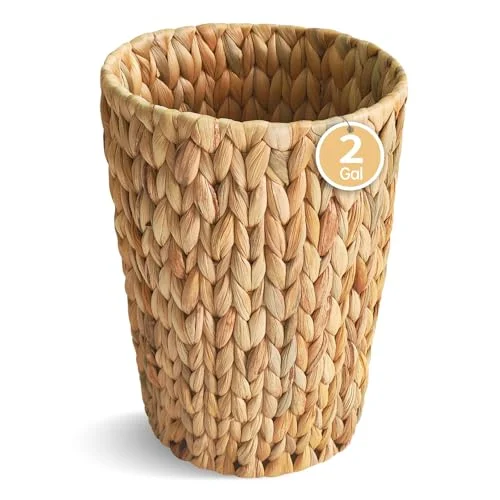 Coeusy Wicker Trash Can – Compact Water Hyacinth Waste Basket review