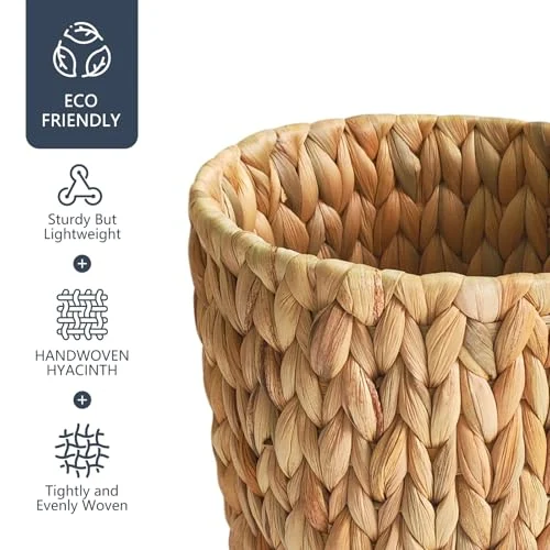 Coeusy Wicker Trash Can – Compact Water Hyacinth Waste Basket unboxing