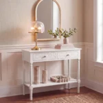 Distressed White 2-Drawer Console Table for Home Decor