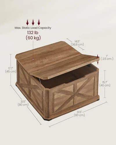 Farmhouse Coffee Table with Flip-Top Lids for Convenient Storage showcase