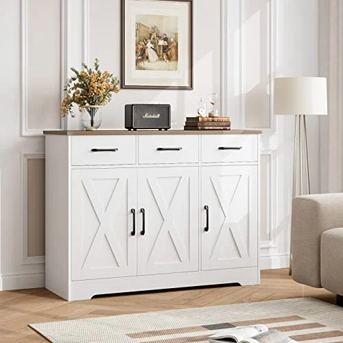 Farmhouse Kitchen Buffet Cabinet with Adjustable Storage for Dining Room detail