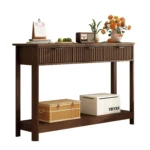 Fluted Wood Console Table with 3 Drawers for Modern Homes