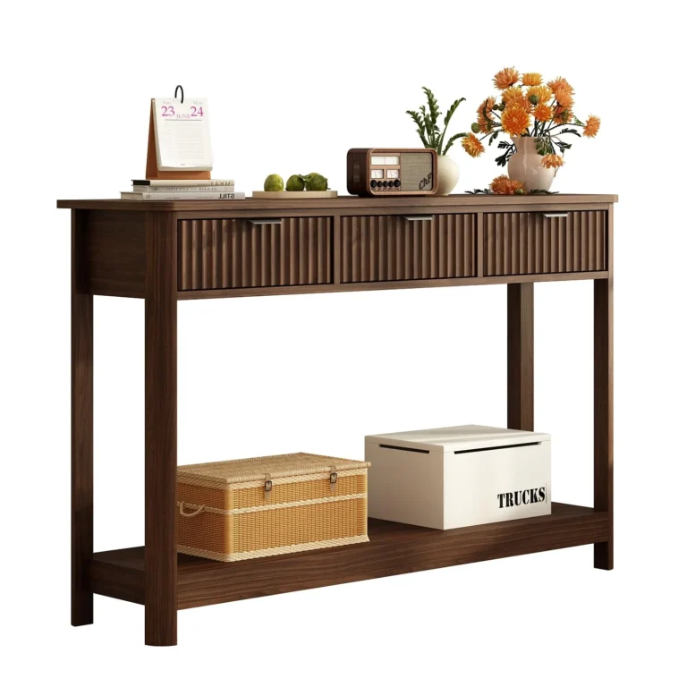 Fluted Wood Console Table with 3 Drawers for Modern Homes review