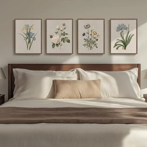 Framed Floral Wall Art Set for Rustic Home Aesthetics detail