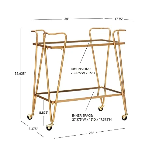 Gold Mid-Century Bar Cart for Stylish Entertaining showcase