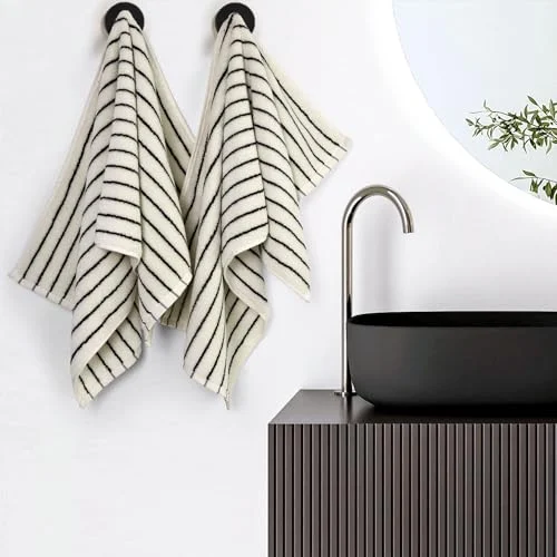 Jacquotha Black and White Striped Hand Towels – Vintage Kitchen Decor showcase