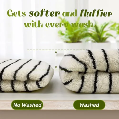 Jacquotha Black and White Striped Hand Towels – Vintage Kitchen Decor unboxing